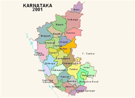 Create a map of your places. Census of India : Map of Karnataka