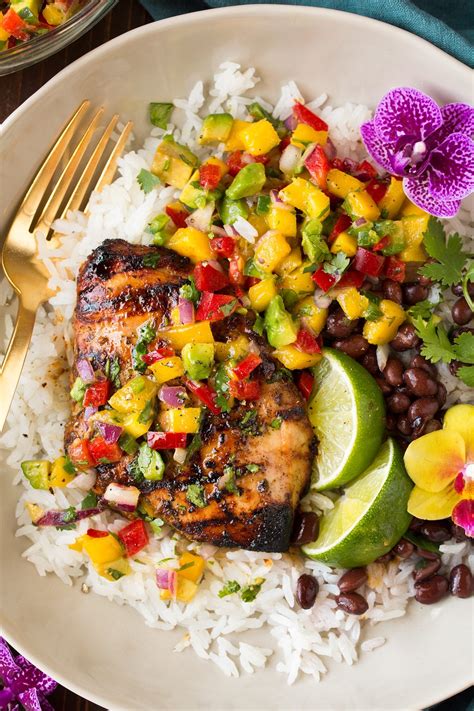 Put aside until serving time. Jerk Chicken with Mango Avocado Salsa and Coconut Rice ...