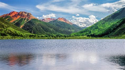 Crystal Lake Red Mountains Reflection Ouray Colorado Photograph By