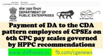 Cpse Th Cpc Da From Jan Order For Cda Pattern Employees Dpe Finmin Order