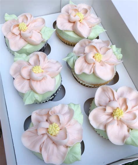 🧁introducing Our New Magnolia Flower Cupcake A Box Of Six Makes The Perfect Edible Bouquet For