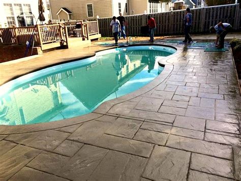 Stamped Concrete Pool Deck By Blackwater Concrete In Gore Va