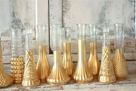Gold Vases Set Of 24 Custom Gold Glitter Dipped Vintage Budvases And