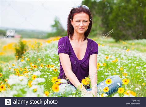 Person In A Flower Field Hi Res Stock Photography And Images Alamy