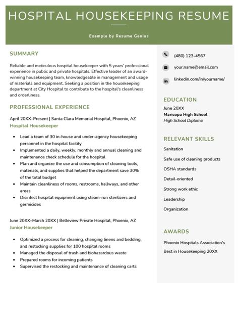 Hospital Housekeeping Resume Example And Skills To List