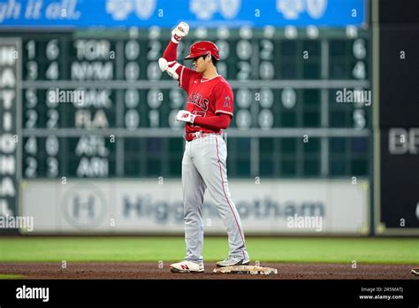 Los Angeles Angels Shohei Ohtani Celebrates After Hitting An Rbi