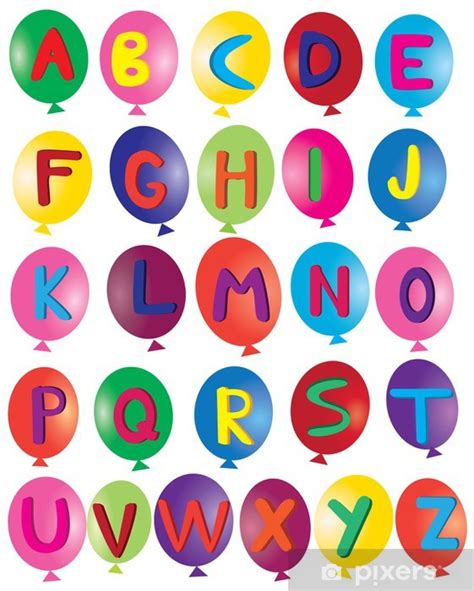 Fotobehang Vector Ballonnen Met Letters Van Het Alfabet Pixersnl