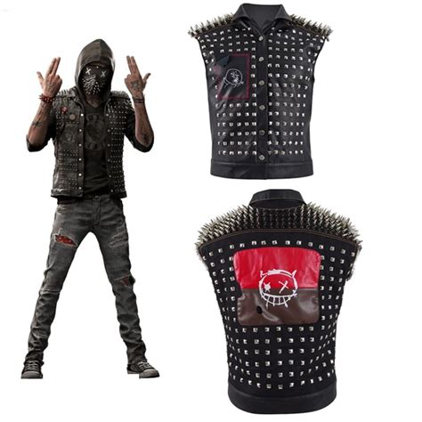 Watch Dogs 2 Wrench Vest Cosplay Costume Black Faux Leather Dedsec