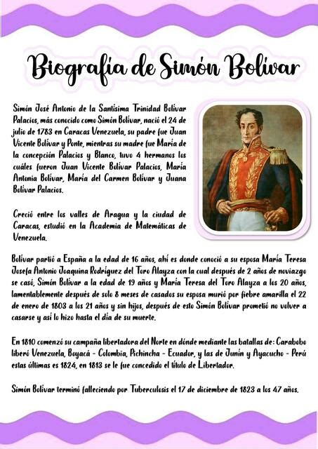 Biografía de Simón Bolívar PS CAMILA LUCIANA TENORIO JUNCHAYA uDocz
