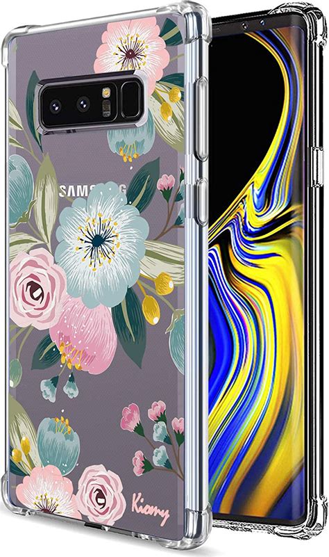 Galaxy Note 8 Case For Girls Women Clear With Pink Flowers