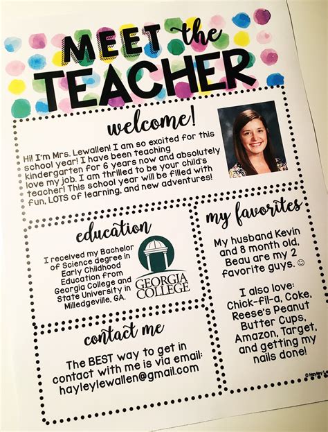 Meet The Teacher Watercolor Printable Editable Teacher Boards