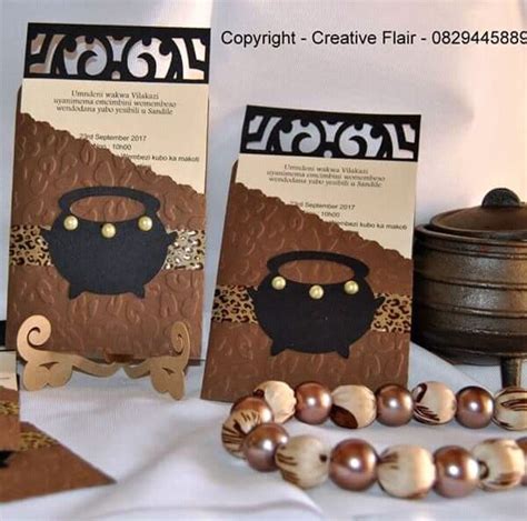 Clipkulture Cream And Brown Umembeso Traditional Invitations