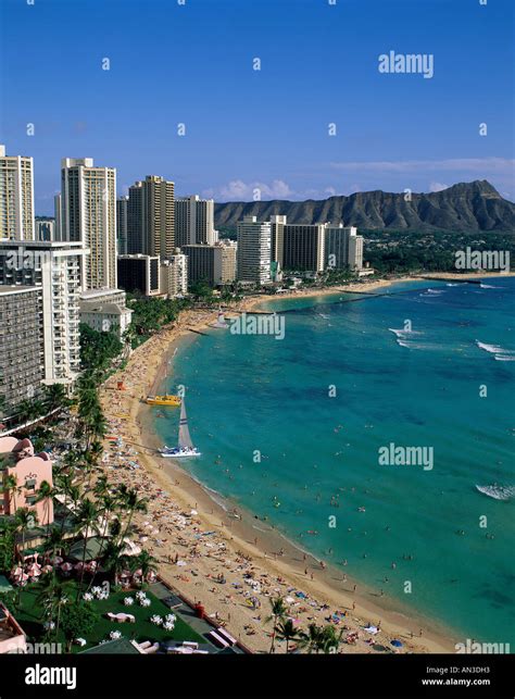 Waikiki Beach And Diamond Head Aerial Honolulu Hawaii Oahu Usa