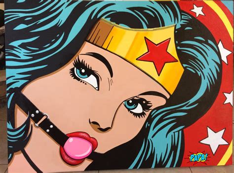 Sexy Wonder Woman Ball Gag Bdsm Original Painting Pop Art By Etsy