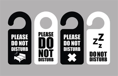 Do Not Disturb Door Hanger Sign Pack Black White Double Sided Please