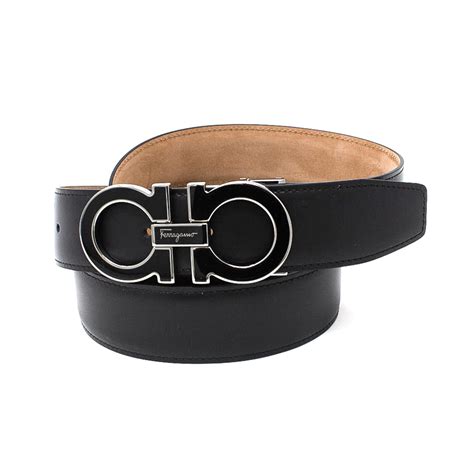 Salvatore Ferragamo Outline Buckle Leather Belt Black 85
