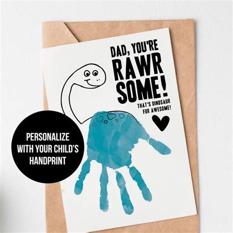 Dad Birthday Or Fathers Day Handprint Dinosaur Card From Etsy Dad