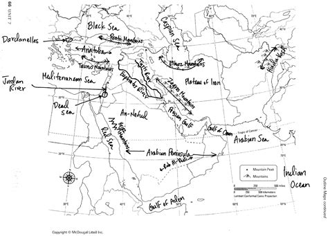 Southwest Asia Physical Map Study Guide Mr Hammett World Geography
