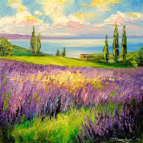 Lavender Field Painting By Olha Darchuk Saatchi Art