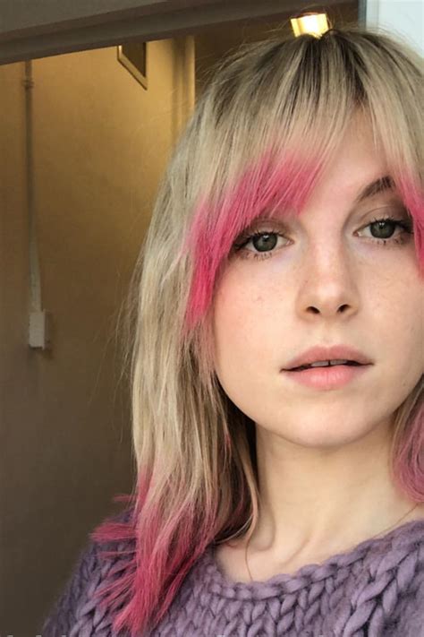 hayley williams straight ash blonde curved bangs peek a boo highlights hairstyle steal her style