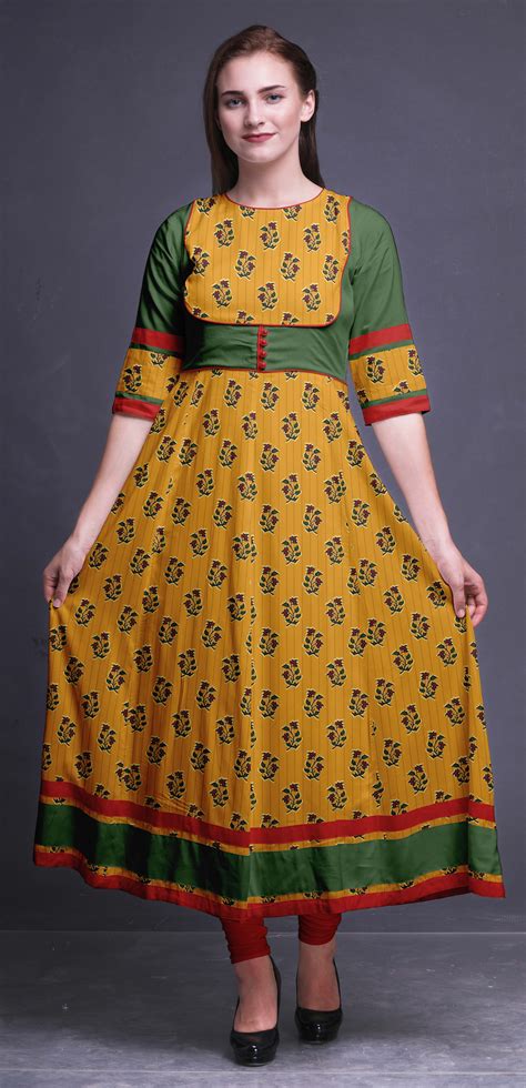 Bimba Artistic Floral Anarkali Dress Long Indian Kurti Chic Style Kurta Fl 223f Ebay