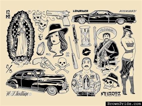 Mike Giant Mexican Cholo Style Tattoo Flash 2 Tattoos Cholo