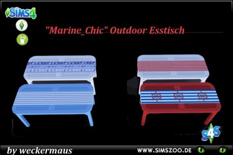 Blackys Sims 4 Zoo Outdoor Dining Table Marine Chic By Weckermaus