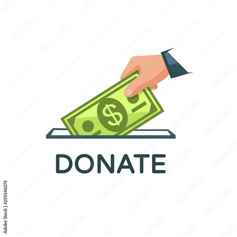 Donate Money Vector Illustration Charity Donation Concept Hand Is