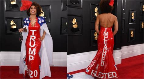 Grammys 2020 Joy Villa Turns Up Wearing A Trump 2020 Impeached And Re Elected Dress On The