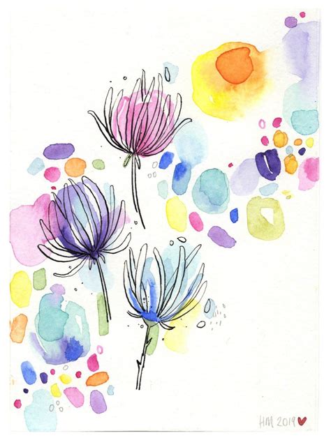 Watercolor Flowers Paintings Watercolor And Ink Original Watercolor