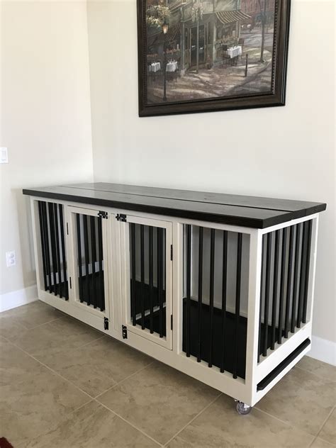 Double Dog Kennel White With Espresso Top Solid Pine Paws And Claws