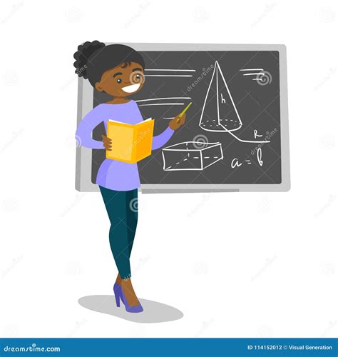 African Teacher Black Young Woman Professor Standing Cartoon Vector 103267381