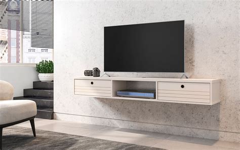 Shiloh Ivory And Oak Floating Tv Stand In 2021 Mounted Tv Ideas Living