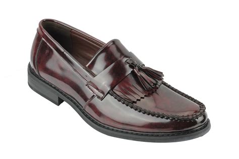 Mens Vintage Style Polished Faux Leather Tassel Loafers Retro Mod Shoes Ebay