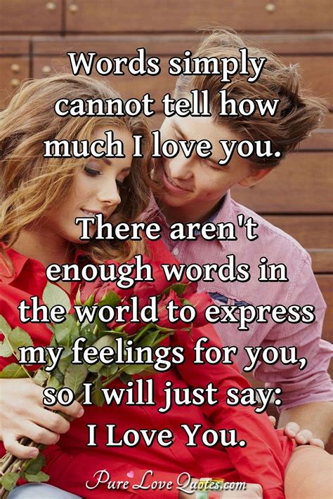 I love you more than you say you love me times a million more, and just so you i love you more than everything in this entire world. Words simply cannot tell how much I love you. There aren't enough words in the ... | PureLoveQuotes
