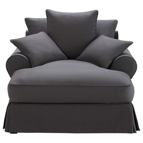 Cotton chaise longue in slate grey Bastide  Maisons du Monde