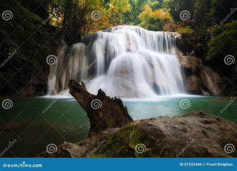 Huay Maekamin Waterfall Is Beautiful Waterfall In Autumn Forest