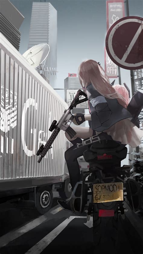 Vertical Anime Anime Girls Girls Frontline Motorcycle M4 Sopmod Ii