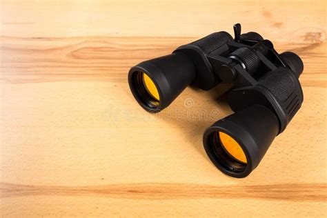 Binoculars On The Wooden Table Stock Photo Image Of Exploration