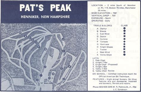 1970 71 Pats Peak Trail Map New England Ski Map Database