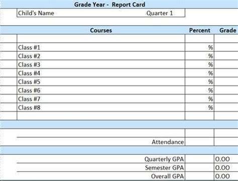 50 Homeschool First Grade Report Card Template Psd File By Homeschool