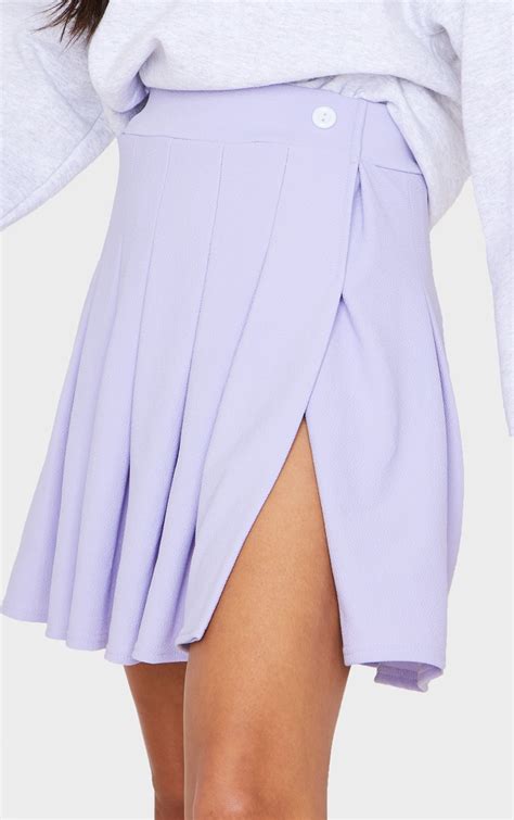 Lilac Pleated Side Split Tennis Skirt Prettylittlething