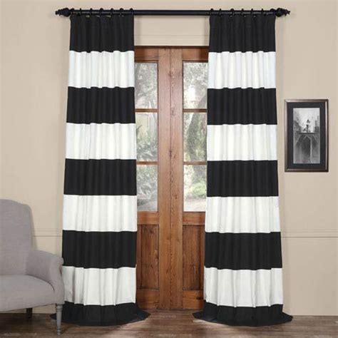 Black And Off White 50 X 108 Inch Horizontal Stripe Curtain 96 Inch