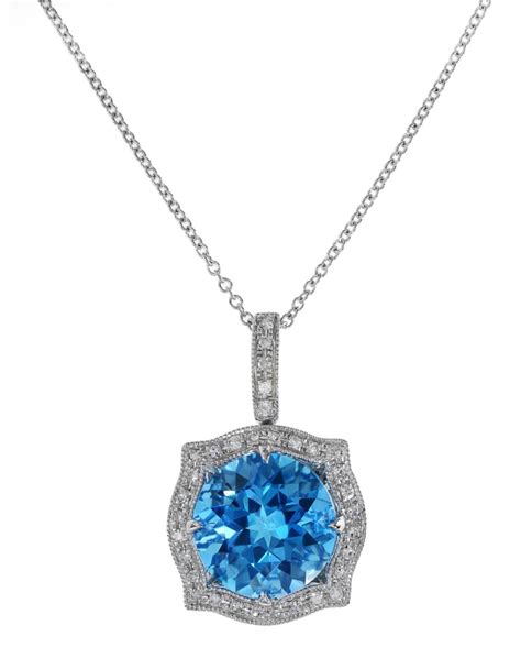 Effy 14k White Gold Blue Topaz And Diamond Pendant In Blue Blue Topaz