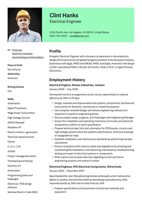 Electrical Engineer Resume And Writing Guide 18 Templates