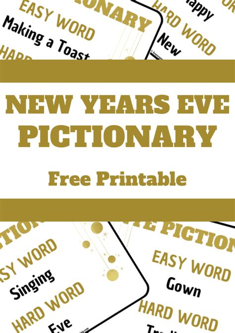 Free New Years Eve Pictionary Game Printable New Years Pictionary