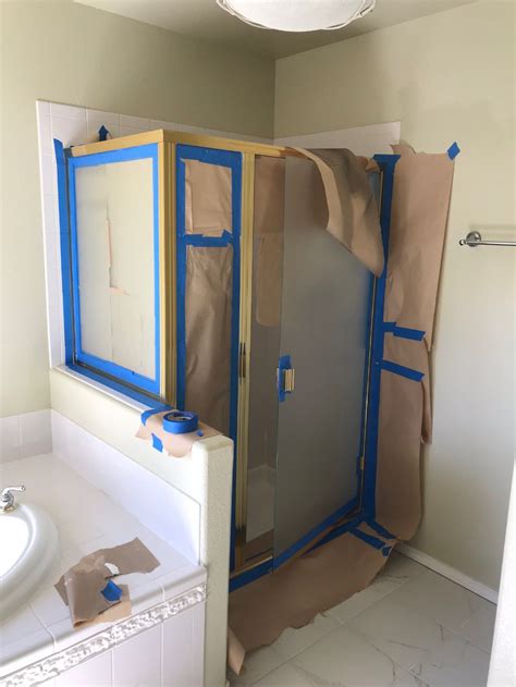 How To Paint A Brass Shower Frame For Shower Door Diy Bathroom