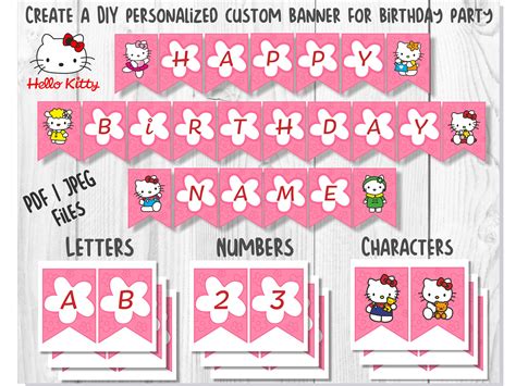 Hello Kitty Printable Birthday Banner Pdf Jpeg Hello Kitt Inspire