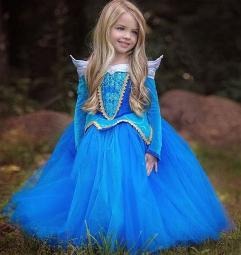 Disney Aurora Sleeping Beauty Princess Cosplay Costume Dress For Girls