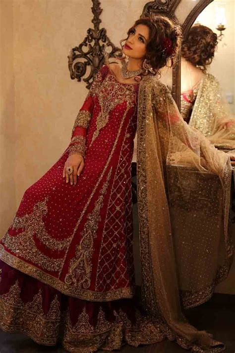 Pakistani Bridal Dresses In Red And Gold Colors 2023 24 FashionEven